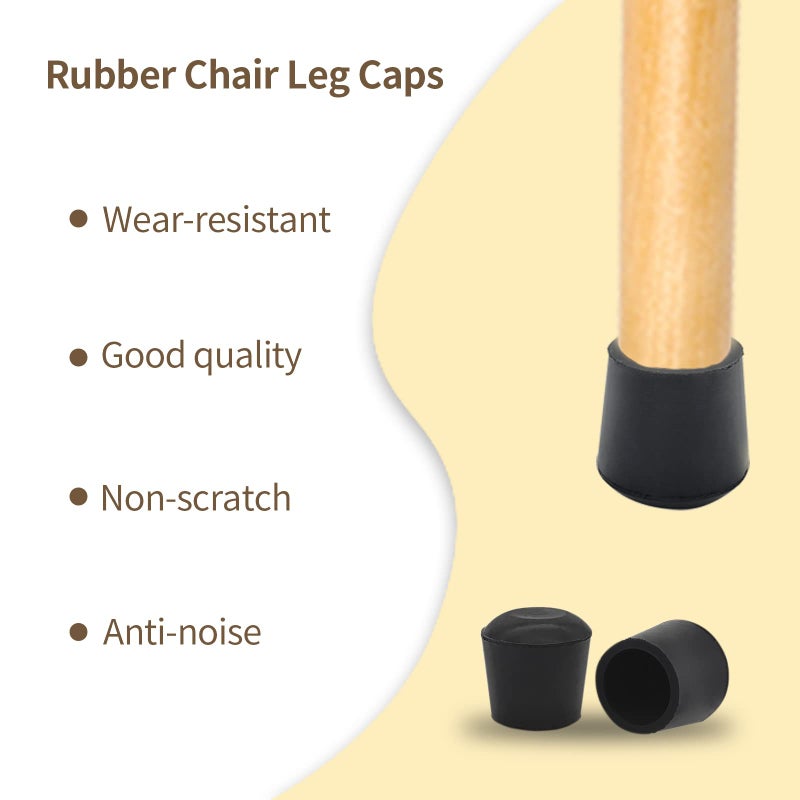 Flyshop 3/4 Inches, 19mm Chair Leg Caps Non-Slip Rubber Leg Tips Chair Leg Floor Protectors Round Furniture Table Covers 16Pcs - Image 5
